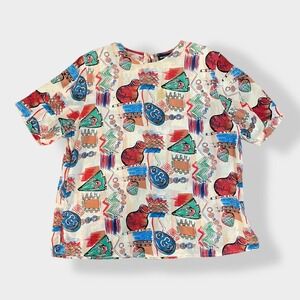 Notations Vintage 90s Southwestern Print‎ 100% Silk Top Size 18